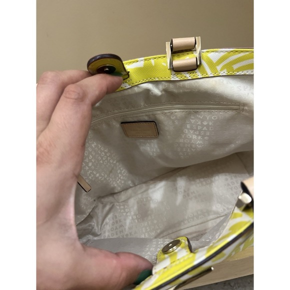 Used Kate Spade NewYork Yellow Grant Street Jules Grainy Vinyl Leather Tote - Picture 6 of 16